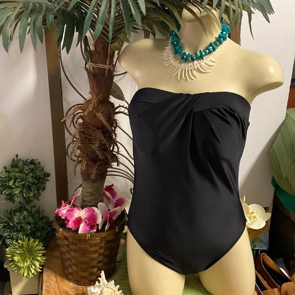 Blue Sky Strapless Bandeau 1 Pc Swimsuit - Picture 1 of 5